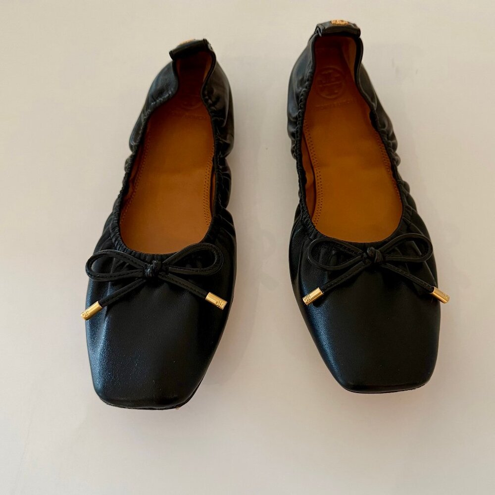 Tory Burch Black Square Toe Ballet Flats